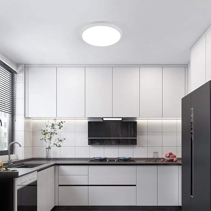 DELIPOP 4 Pack 12 Inch LED Flush Mount Ceiling Light, 24W Surface Flat LED Ceiling Light for Indoor/Outdoor, IP54 Waterproof Round Ceiling Light Fixture for Bathroom, Bedroom, Kitchen, Hallway