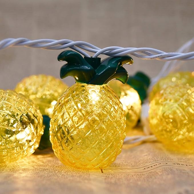 SUNSGNE Pineapple String Lights, Outdoor String Light with 10 Pineapples, Outdoor Indoor Party Lights, Summer Patio String Lights, Pineapple String Mini Incandescent Light, Hawaiian Themed Lights