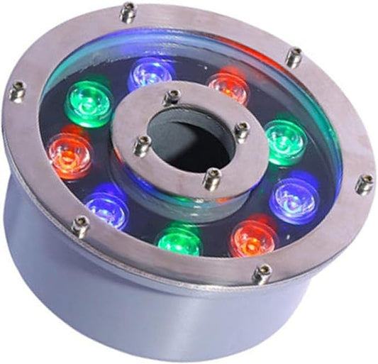 LED Pond Light Underwater Lights, IP68 Waterproof with Remote Control Spotlights, Submersible LED Fountain Lamp, AC12V-24V RGB Color-Changing Middle Hole Pool Lights(12W(12V))