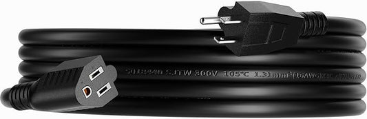 16/3 10 FT Outdoor Extension Cord Waterproof, Weatherproof & Flame Retardant Black 3 Prong Power Cord Outside for Lawn & Garden, 13 Amps 1625 Watts 125 VAC 16AWG SJTW, ETL Listed