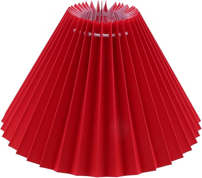 KUMGROT E28 Small Pleated Lamp Shade Scalloped Lamps Shade Lamp Replacement Cute Lamps Bedroom Living Room Home Office Decoration Red