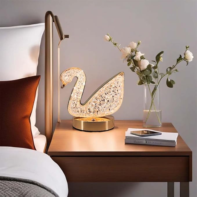 Cordless Crystal Table Lamp,3-Color Touch Control,3-Levels Brightness, Rechargeable Battery - Ideal Bedside Lamp for Bedroom Nightstand (Metal Gold)