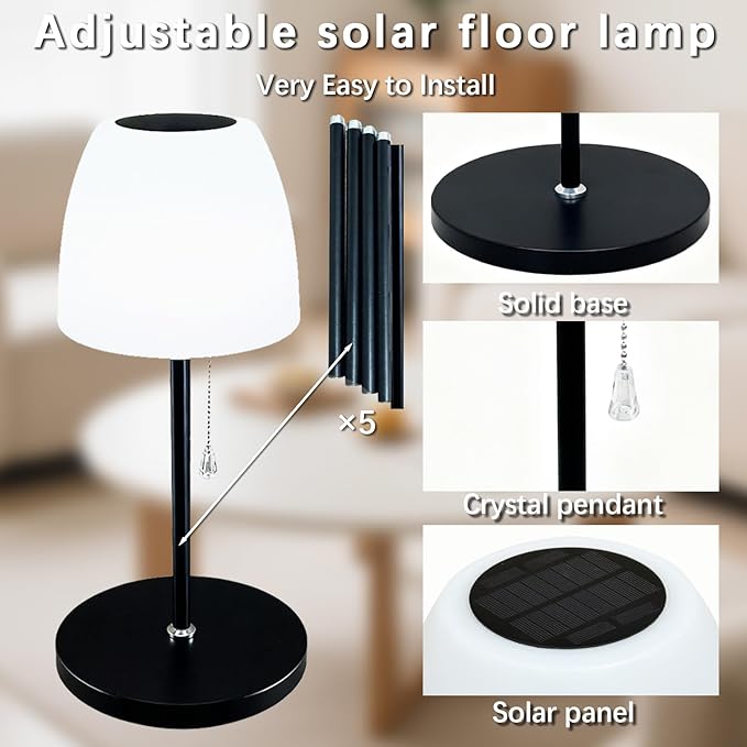 Solar Floor Lamp Outdoor Waterproof, Christmas Lights Charging Cable for Rechargeable Floor Lamp, Cordless Dimmable Warm White+RGB+16 Colors LED Floor Lamps for Lawn, Pool, Garden 59 inch