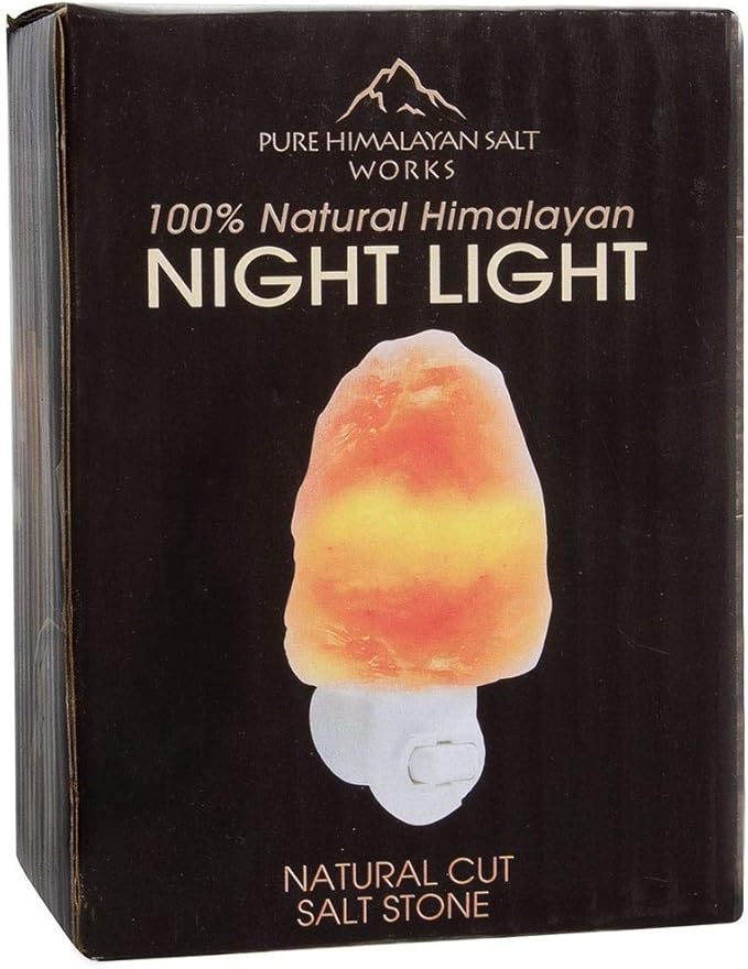 100% Natural Himalayan Night Light, Natural Cut Salt Stone with 360° Rotating Wall Plug, Includes Night Light Bulb, 2” Round x 3.9” H