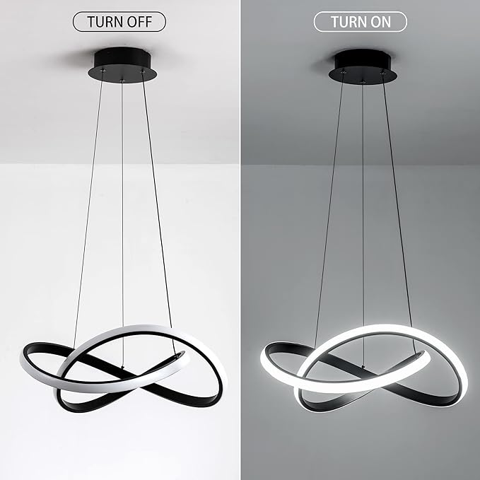 MAYNA Modern LED Pendant Light Fixture, Contemporary LED Chandelier with Irregular Ring Lights, Adjustable Modern Chandeliers for Dining Room Kitchen Entryway Living Room Bedroom, 6000K Daylight