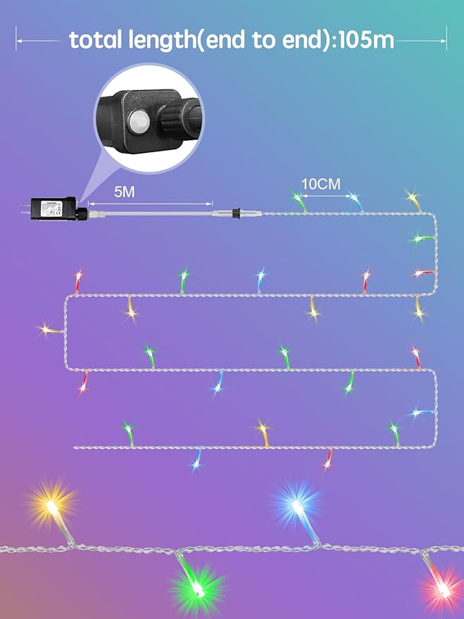 Christmas Lights with 1000 LEDs, 328FT Extra Long Plug in Fairy String Lights with Remote & Timer, IP65 Waterproof Lights for Yard, Garden, Christmas Décor (Color Changing + Warm White)