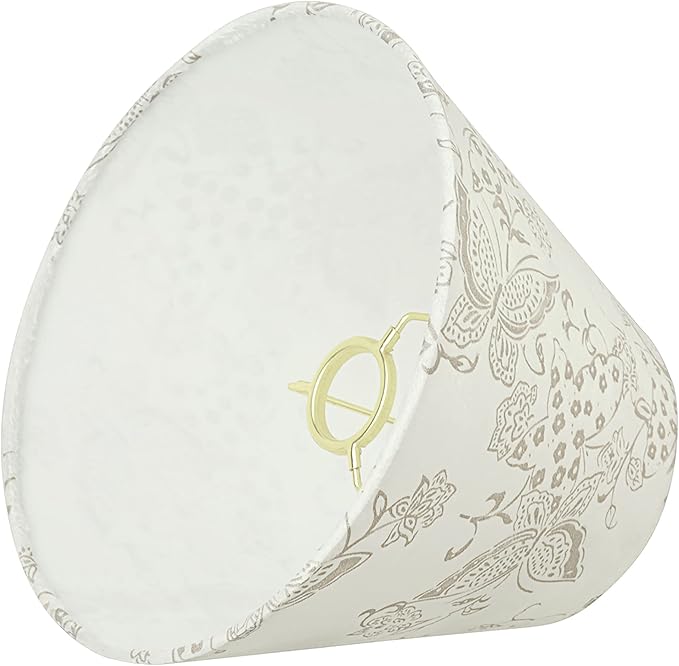 Aspen Creative 58903A, Empire Uno Lamp Shade in Cream with Butterfly Pattern, 5" Top x 9" Bottom x 7" Slant Height, Slip UNO 33mm