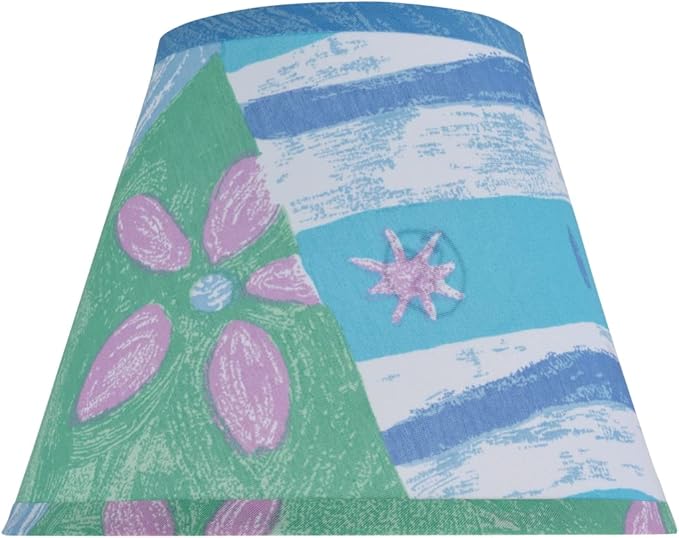 Aspen Creative 32172A Transitional Hardback Empire Shape Spider Construction Lamp Shade in Blue & Green with Beach Theme, 9" wide (5" x 9" x 7")