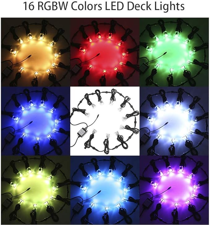 Lixada Recessed LED Deck Light 16 RGBW Colors/4 Lighting Modes Remote Control IP67 Waterproof LED in Ground Lights for Outdoor Yard Garden Stair Patio Pool Deck Kitchen -10Pack - RGBW Colors (30mm)