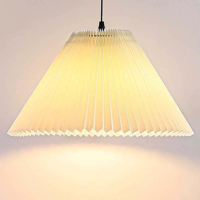 Pleated Lamp Shade for Table Lamp/Arched Floor Lamps Replacement Shade 5.9"Top X 16.5"Bottom X 11"High-Off White Linen