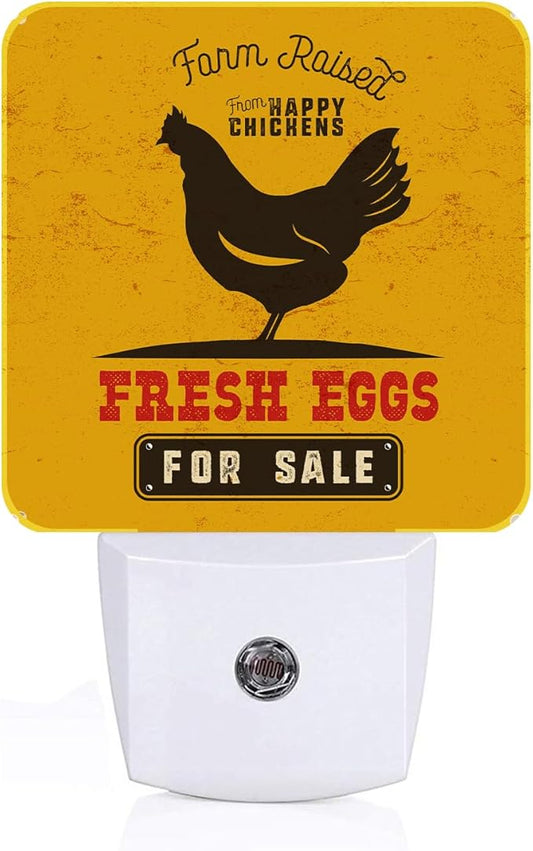 Funny Chicken Night Light,Plug Into Wall for Boys Girls Bedroom Decorative Square Night Light Lamp 0.5w Sleep Friendly