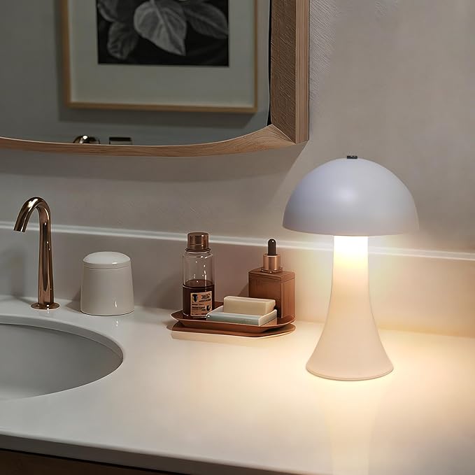 Rechargeable Cordless Table Lamp, Battery Operated Touch Control Lamp with 3-Color Stepless Dimming, Portable LED Light for Restaurant, Bedroom, Outdoor, Dinner, Patio
