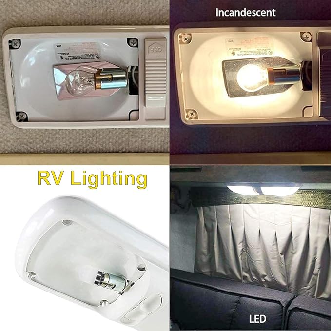 1141 BA15s Bayonet LED Bulbs 12V, Weatherproof 1156 S8 Landscape Light Bulb, 1W Cool White Color 6000K for RV and Outdoor Lighting Path Deck Lights Pack of 6