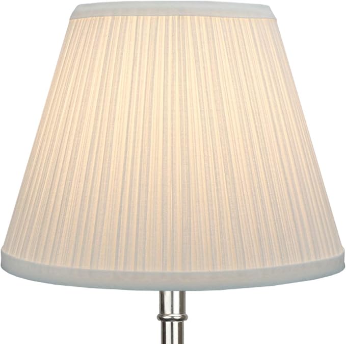 FenchelShades.com Lampshade 5" Top Diameter x 9" Bottom Diameter x 7" Slant Height with Clip-On Attachment for Standard Edison-Style Lightbulb (Pleated Mushroom White)
