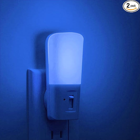 L LOHAS LED Blue Night Light Plug in, Dimmable Decorative Wall Blue Light LED Night Lights with Dusk to Dawn Sensor, Adjustable Brightness for Kids Room, Hallway,Bedroom, Bathroom, 2 Pack