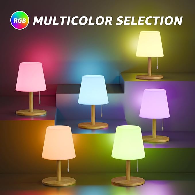 uuffoo Shower Lamp Waterproof Warm White & RGB Shower Light Dimmable LED Rechargeable Table Lamp Cordless Outdoor Lamps Portable for Indoor Outdoor Bathroom Home Patio H9.8in D6.3in (Bamboo)
