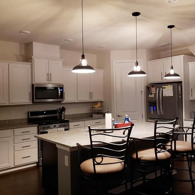 CLAXY Ecopower Industrial Barn Mini Metal Pendant Light 1 Light Hardwired for Kitchen Loft Restaurant Bar