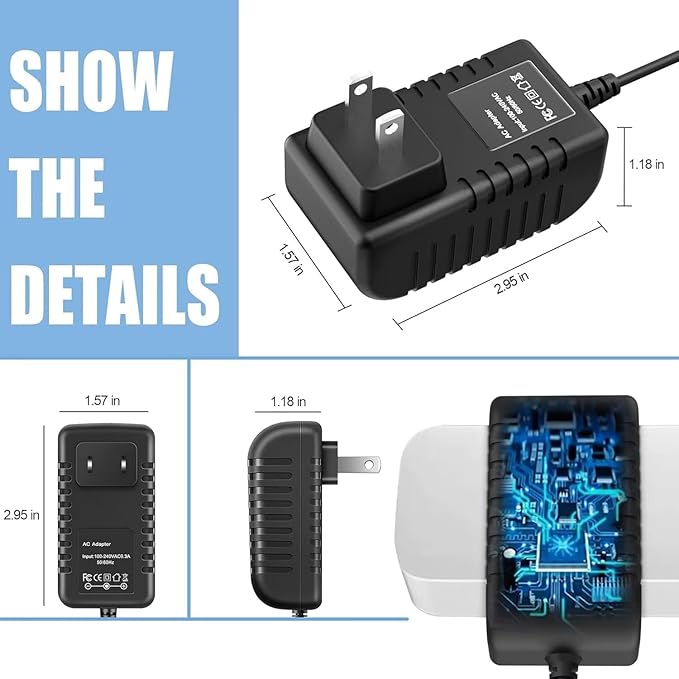 24V AC Adapter Charger Compatible with Govee H6078 RGBIC Floor Lamp LED Wi-Fi App Control Smart lamp Power Supply Cord Mains PSU