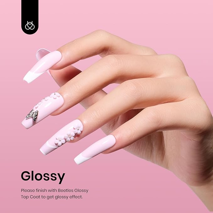 Beetles Pink Gel Polish - Barely Pink 15ML/0.51Fl Oz, Light Pink Gel Nail Polish, Soak Off UV LED Lamp Nail Art, Long-Lasting Manicure Salon DIY Home Easter Spring Nails - Gifts for Her