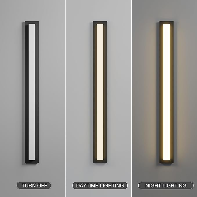 LamQee 47.2 in Aluminum Long Outdoor Wall Lights, 2900K 3000LM LED Waterproof IP65, Linear Modern Exterior Lighting Fixtures Wall Mount Outside Sconce Acrylic Shade for House Porch Patio Garage Door