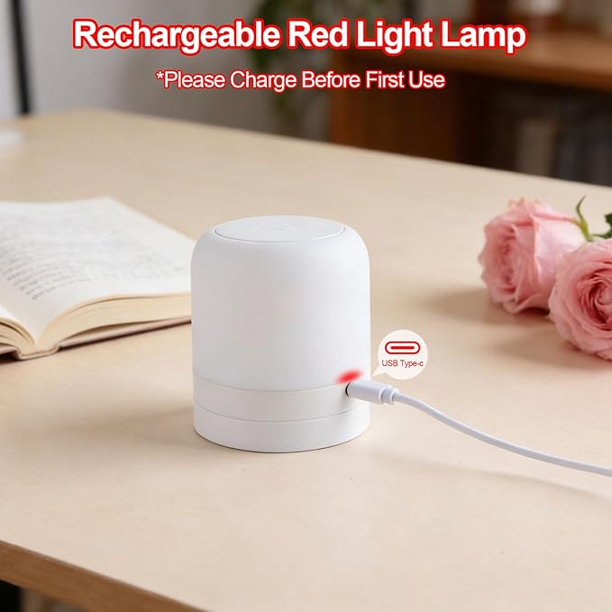 670nm Red Light Night Light Lamp for Sleep - Zero Blue Light, 4 Color Modes Rechargeable Portable & Hangable Design, Dimmable and Auto-Off Timer for Bedroom Nursery Camping