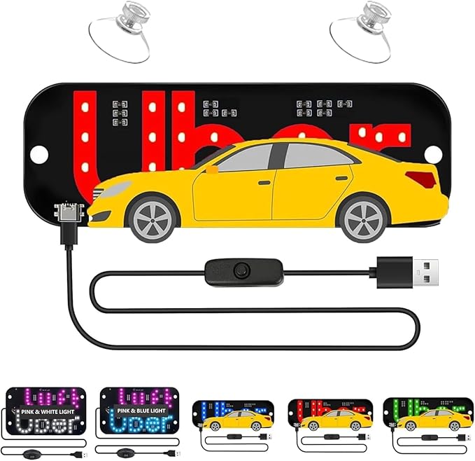 Car Window Light Up Signled Light Sign for Car,USB LED Light Signal for Drivers,Glow Sign for Vehicle Dash,Applicable to All 5v Cars, Such As Cars, Trucks, Suvs, Rvs and Other Models (Pink)