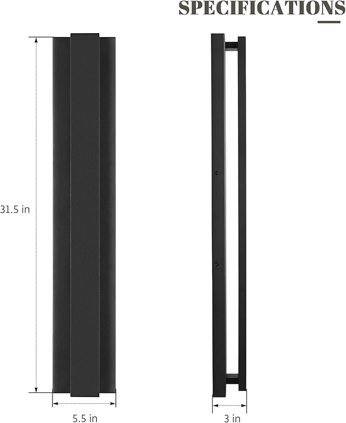 LamQee 31.5 Inch Long Outdoor Wall Lights Modern Exterior Lighting Fixtures, 3000K 24W LED Linear Outdoor Wall Sconce, Contemporary Matte Black Outside Wall Mount Lights for House Garage Porch Patio
