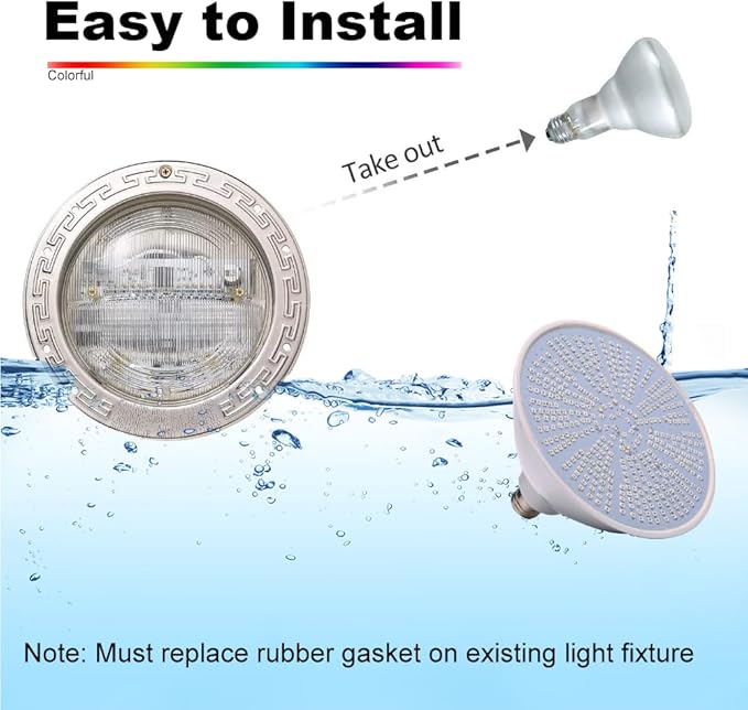Led Pool Lights for Inground Pool, 120V 50W RGB Color Changing Pool Light Bulb, E26 Replacement Bulbs for 500W Pentair and Hayward Fixture with Remote Control
