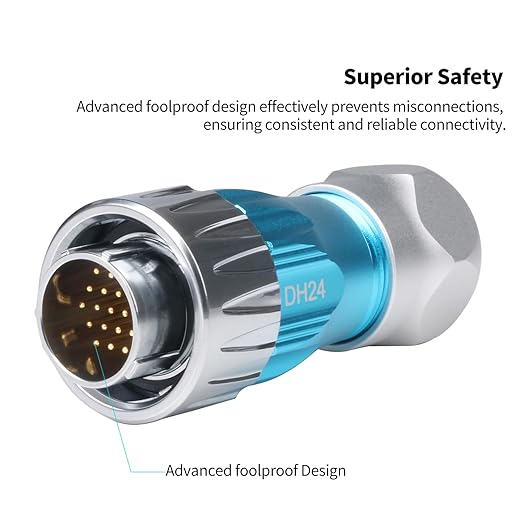 CNLINKO DH-24 24 PIN Industrial Waterproof Connectors, IP68 Circular Connector, Hard Metal Anti-Interference Shell, Quick Plug Aviation Connector, M24 Panel Mount Flange Socket (24-Pin)