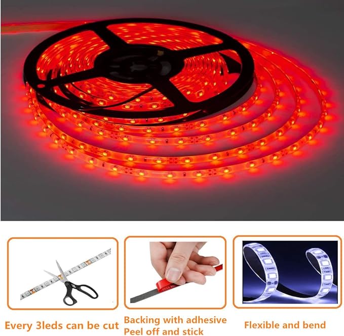 LED Boat Strip Lights, 32.8FT Marine Pontoon Led Lights, Waterproof Boat Interior Light, Under Gunnel Lights, Boat Deck Light, Night Fishing Lights, Good for Pontoon Bass Fishing Yacht Kayak (Red)