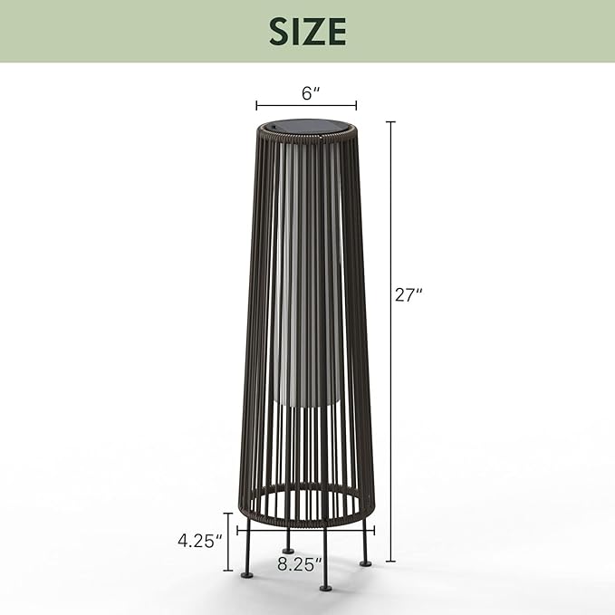 Grand patio Outdoor Floor Solar Light 2-Pack, Wicker Solar Patio Lamp Waterproof Outside Deck Lamp for Porch, Yard, Garden, Lawn Decorations - Dark Brown, Gordes 2 PCS