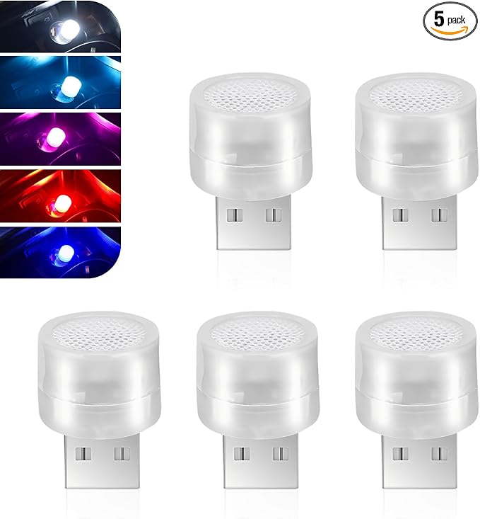 5 PCS USB Plug Lights, LED Mini Round Night Lamp, Portable Decorative Lighting, Universal for Bedroom, Hallway, Bathroom, Kitchen (Multicolored)