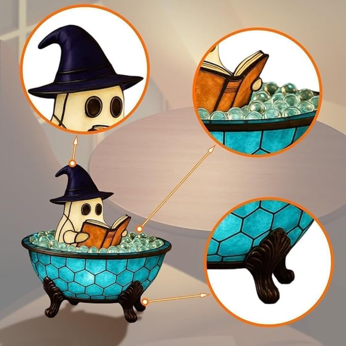 Halloween New Ghost Bubble Bath Lamp, Cute Bathtub Ghost USB Night Lights for Bathroom Halloween Decor, Spooky Season Reading Books Nightlight
