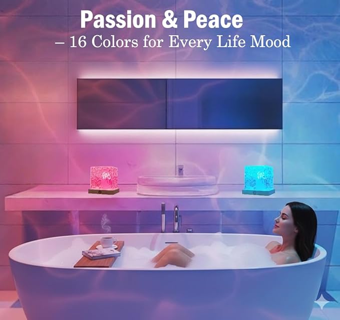 Rechargeable Shower Lamp for Inside Shower - Bathroom Bathtub Ocean Wave Projector Light-Cordless Battery Operated Water Ripple Light Underwater-Mood Lighting-Valentine's Day Gifts