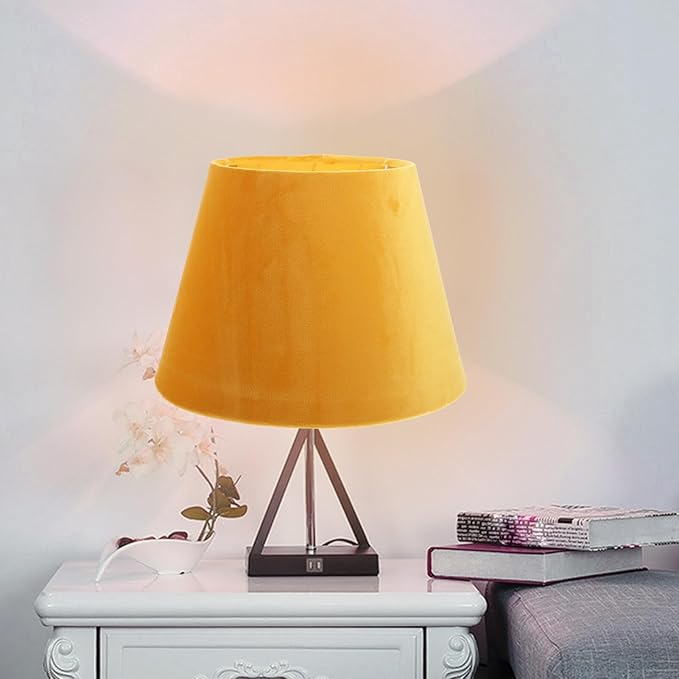 DOITOOL Lamp Shade for Table Lamp,Barrel Fabric Lampshade Drum Lampshades Cloth Lamp Shade Replacement,Lamp Covers Shade Accessories-Yellow