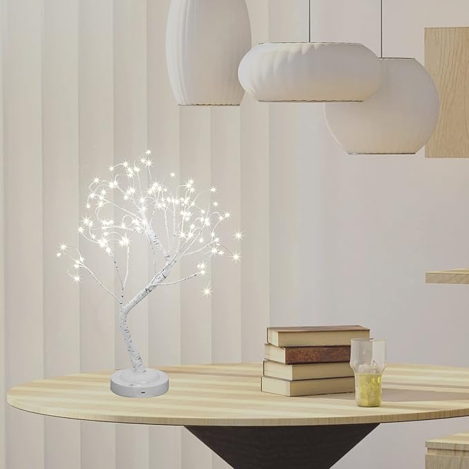 108 LED Birch Tree Lights 20 Inches Artificial Tabletop Fairy Tree Lamp Eight Lighting Modes USB or Battery Operated with Timer Decor for Bedroom Living Room Wedding Christmas Easter (White Light)