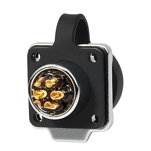 CNLINKO LP-12 7 Pin Connector IP68 Waterproof Circular Electrical Plug for Outdoor Equipment Solar Industrial Machinery DC 12V Flange Mount Metal-Reinforced Kit (7-Pin)