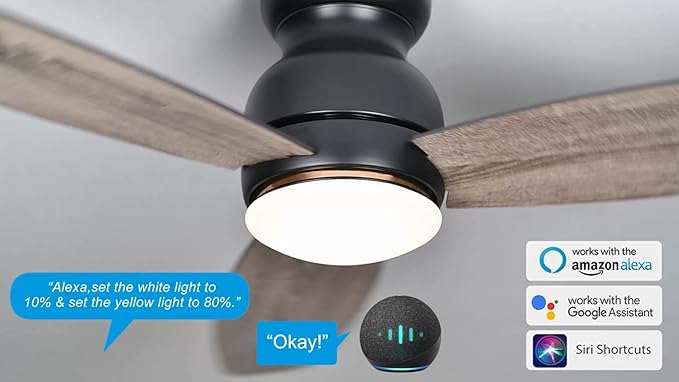 Carro Ceiling Fan with Lights, Indoor & Outdoor Ceiling Fan, 60" Low Profile DC Smart, Compatible with Alexa, Siri, Google Home & Smart APP, 2 Colors of Reversible Blades, Dark Walnut & Wood