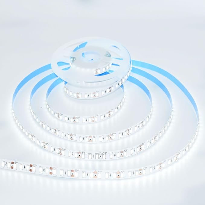 AC110-130V LED Strip Lights，Dimmable 10000LM 16.4ft/5m SMD 2835 600 LEDs Waterproof IP68 LED Lights Strip Ribbon, More Brightness Than Low Voltage LED Strip Lights (Daylight White 6000K)