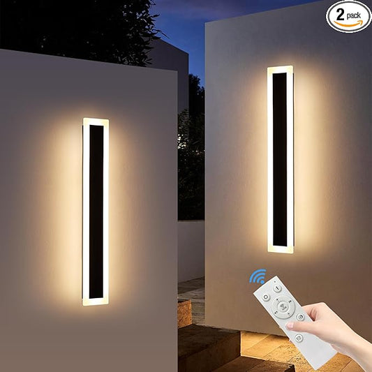 Mikeru Upgraded Widened 2pack 31.4inch Outdoor Wall Light Fixtures, 10%-100% Dimmable Wall Lights Exterior Front Porch Light 3000-6000k Outdoor Light Fixtures Wall Mount for Basement, Garage