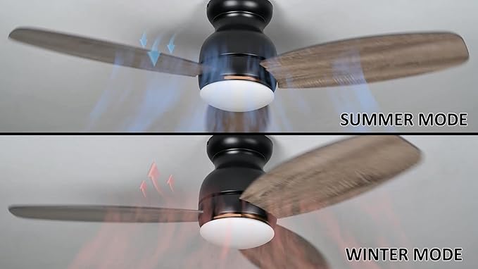 Carro Ceiling Fan with Lights, Indoor & Outdoor Ceiling Fan, 48" Low Profile DC Smart, Compatible with Alexa, Siri, Google Home & Smart APP, 2 Colors of Reversible Blades, Dark Walnut & Wood