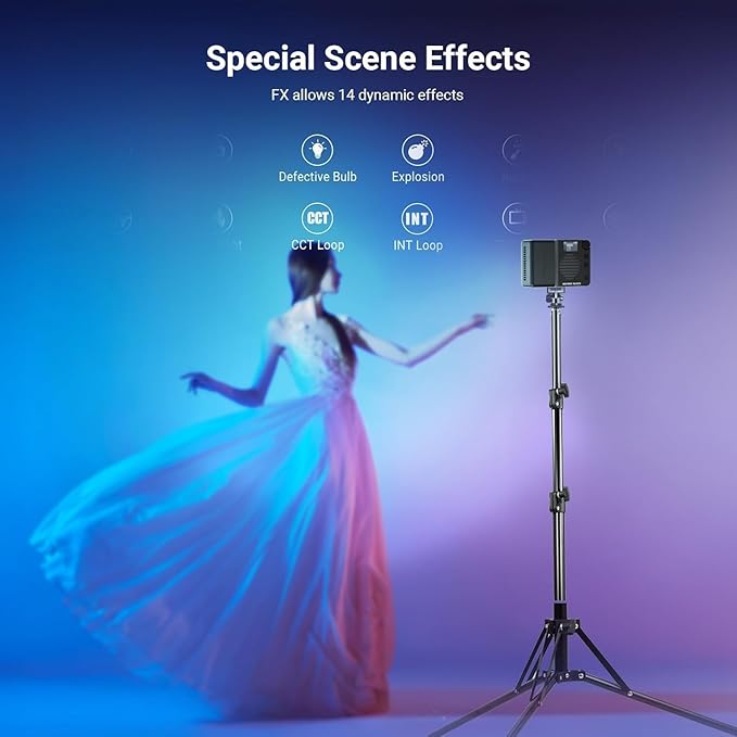 NEEWER BASICS BS40C Full RGB Magnetic Camera Video Light, 45W Boost Mode, Small LED Panel Lighting 4800lx/0.5m CRI95+ 2500-10000K 14 Scenes 5000mAh for DSLR Tripod Streaming Photography Vlog Recording