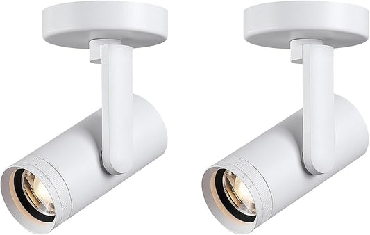 12W LED Dimmable Zoomable Ceiling Spotlight Indoor – Adjustable Surface Mount Accent Light for Corridor, Living Room, Plants & Artwork | Warm White 3000K CRI 97, Flicker-Free, White 2 Packs