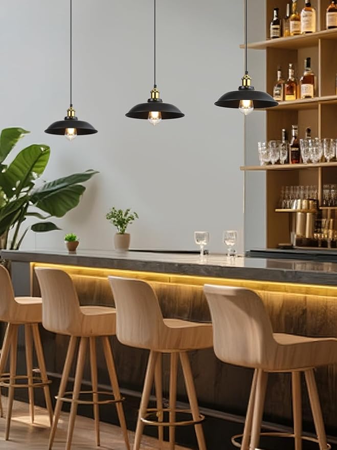 Newrays 1 Pack Black Farmhouse Pendant Light, Industrial Ceiling Lights Fixture for Restaurant Island Hallway Dining Room