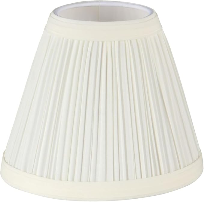 Aspen Creative 33121-2 Small Pleated Empire Shape Chandelier Clip-On Lamp Shade, Off White, 3" Top x 6" Bottom x 5" Slant, 2 Pack