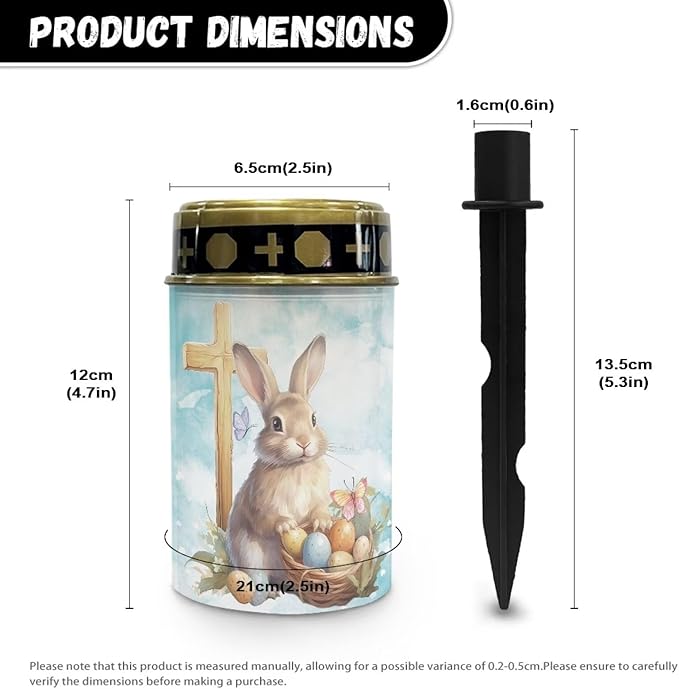Rabbitl Cross Solar Grave Lights for Cemetery Flameless Solar Powered Light for Prayer Waterproof Cemetery Solar Lights for Grave Easter Decor Candle Lamp