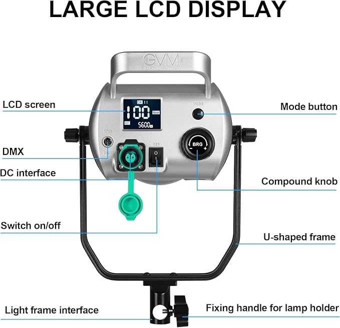 GVM 200W LED Video Light with Lantern Softbox, SD200D Photography Studio Lighting Kit with Bluetooth/DMX Control, 93000lux@0.5m 3200K-5600K Bi-Color Continuous Output Lighting for YouTube (SD200D)