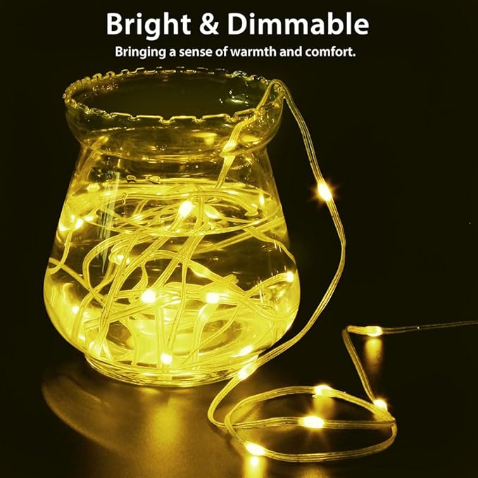 Battery Operated String Lights (4 Pack), 16.5ft 50 LED Twinkle Fairy String Lights Battery Powered with Auto Timer for Indoor Outdoor Christmas Trees Wreath Decoration Party Bedroom Garden Warm White