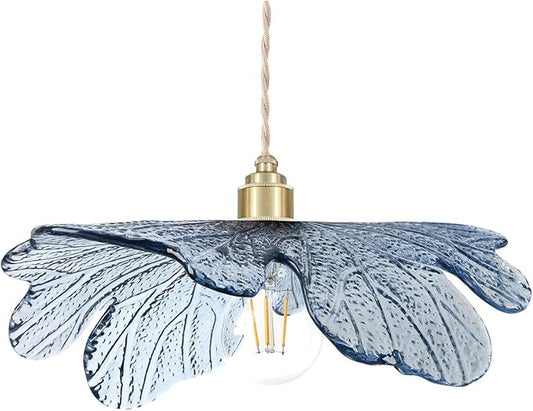 Glass Pendant Light fixtures Modern Large Pendant Light for Dining Room Mid Century Modern Pendant lamp with Blue Glass Shade Vintage Farmhouse Pendant Chandelier for Kitchen Island Bedroom