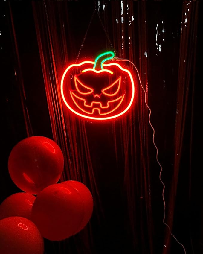 Halloween Pumpkin Neon Sign -13 X 12.5 Inch Dimmer Led Neon Signs for Halloween Decor, Cute Pumpkin Decor for Bedroom, Party and Birthday Gifts, Neon Christmas Decorations